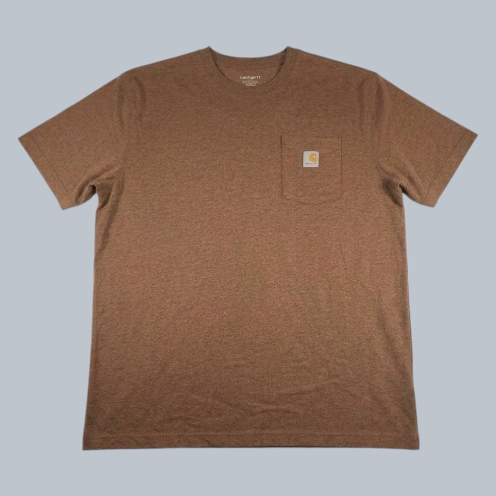Carhartt T-Shirt Men's XL Loose Fit Brown Short Sleeve Pocket Tee